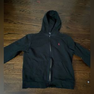 Black and red polo hoodie boys size 14